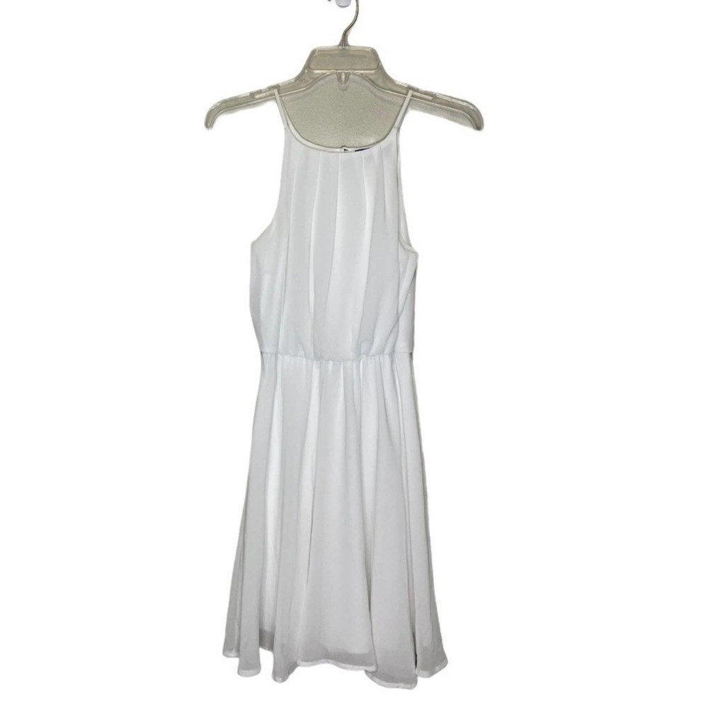 Blue‎ Pair Dress Womens X Small White Strappy Pleated Blousen Knee Length Lined